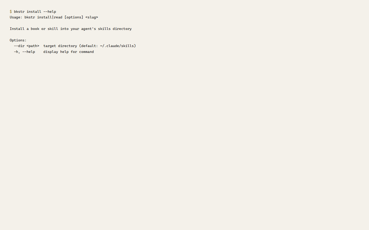 bkstr install --help