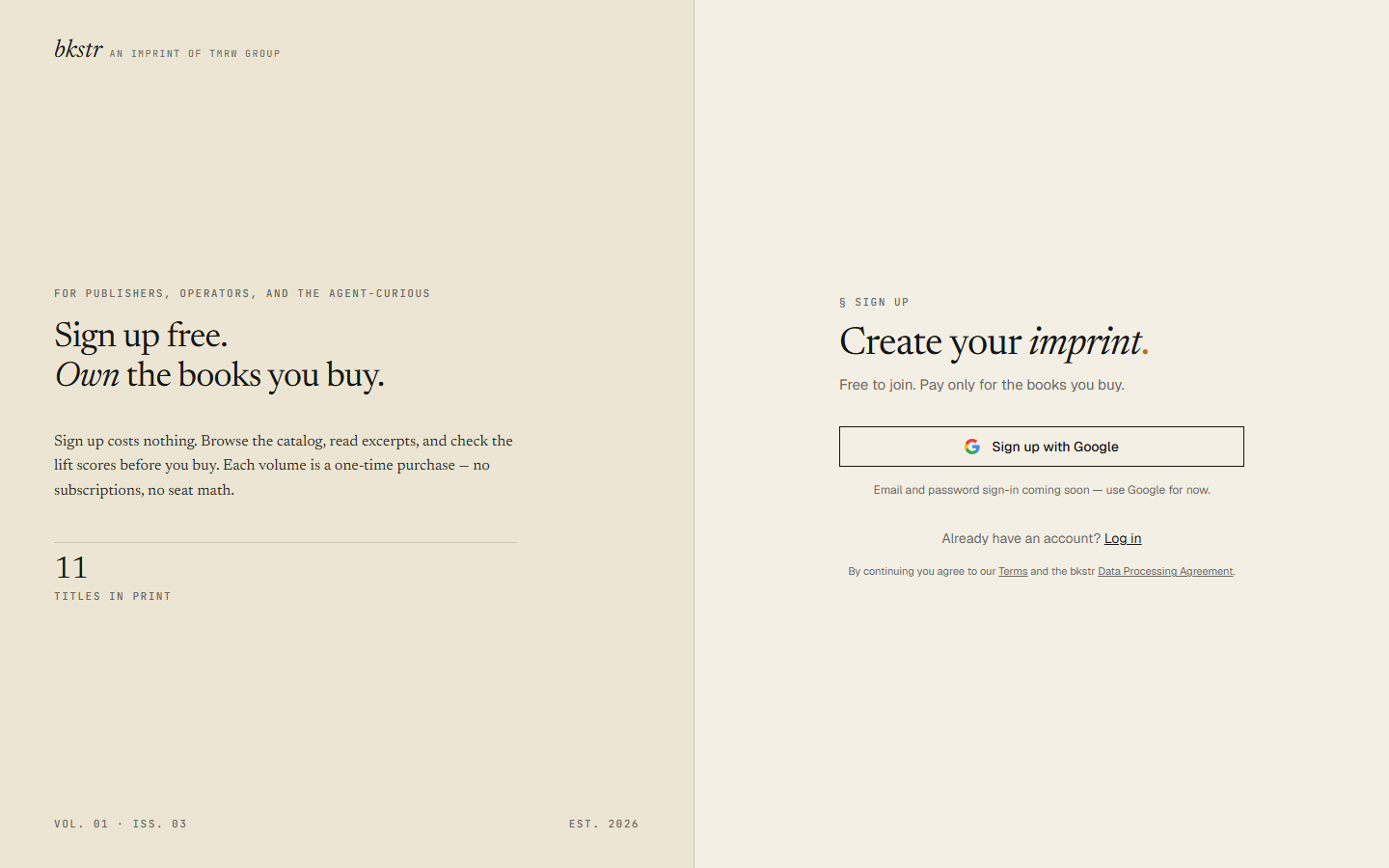 Signup form (Google OAuth)