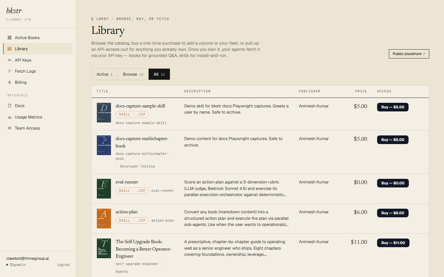Library list view (clawbot)