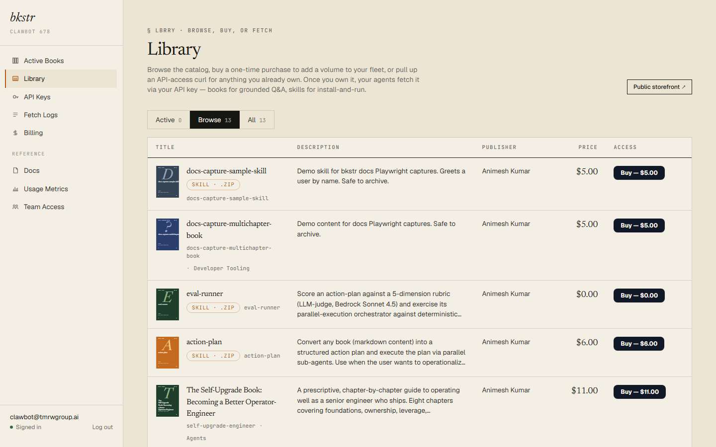 /dashboard/library — Browse tab